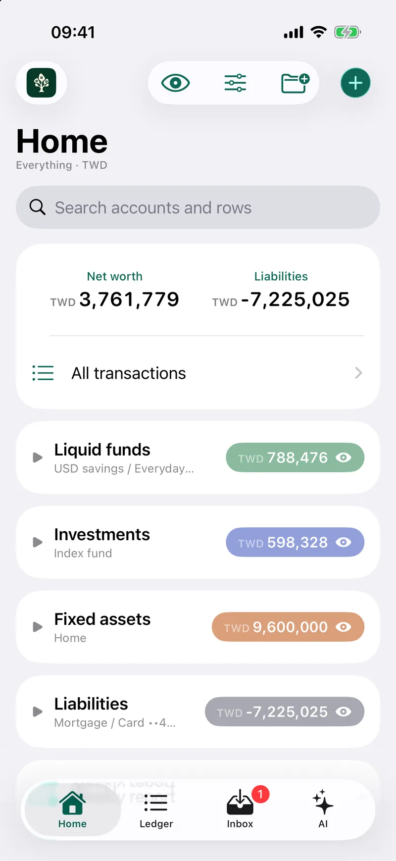 Home balance sheet