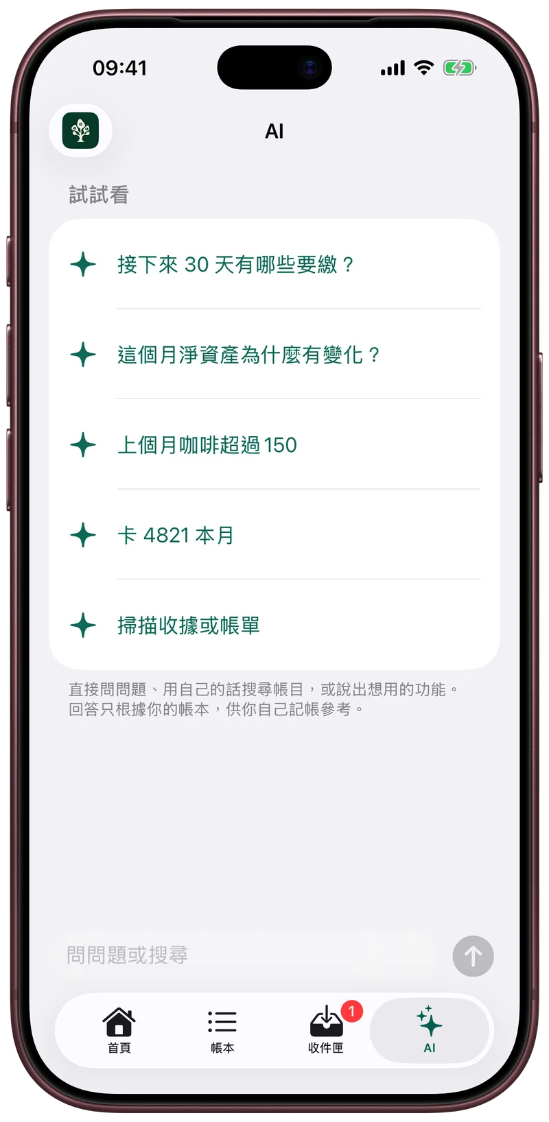 助理用你自己的帳本回答問題